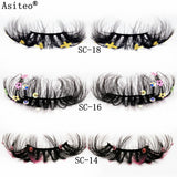 Asiteo Newest Colored False Lashes Rainbow Butterfly Glitter Diamond Sequins Eyelashes Princess 25MM Fluffy for Stage Halloween