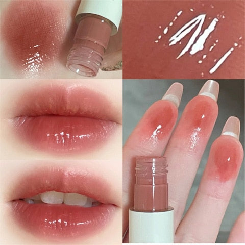 Cute Lipgloss Mirror Lip Glaze Bulk Moisturizer Lip Plumper Cosmetics Reduce Lip Line Nutritious Liquid Lipstick Lips Tint