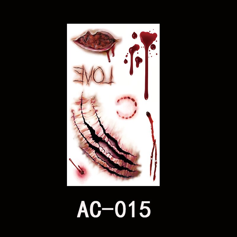 Body Makeup Halloween Tattoo Stickers DIY Party Terror Realistic Stitched Injuries Wounds Non-toxic Lasting Temporary Stickers