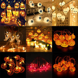 150cm 10LED Halloween LED String Lights Portable Pumpkin Ghost Skeletons Lights for Home Bar Halloween Party Decor Supplies