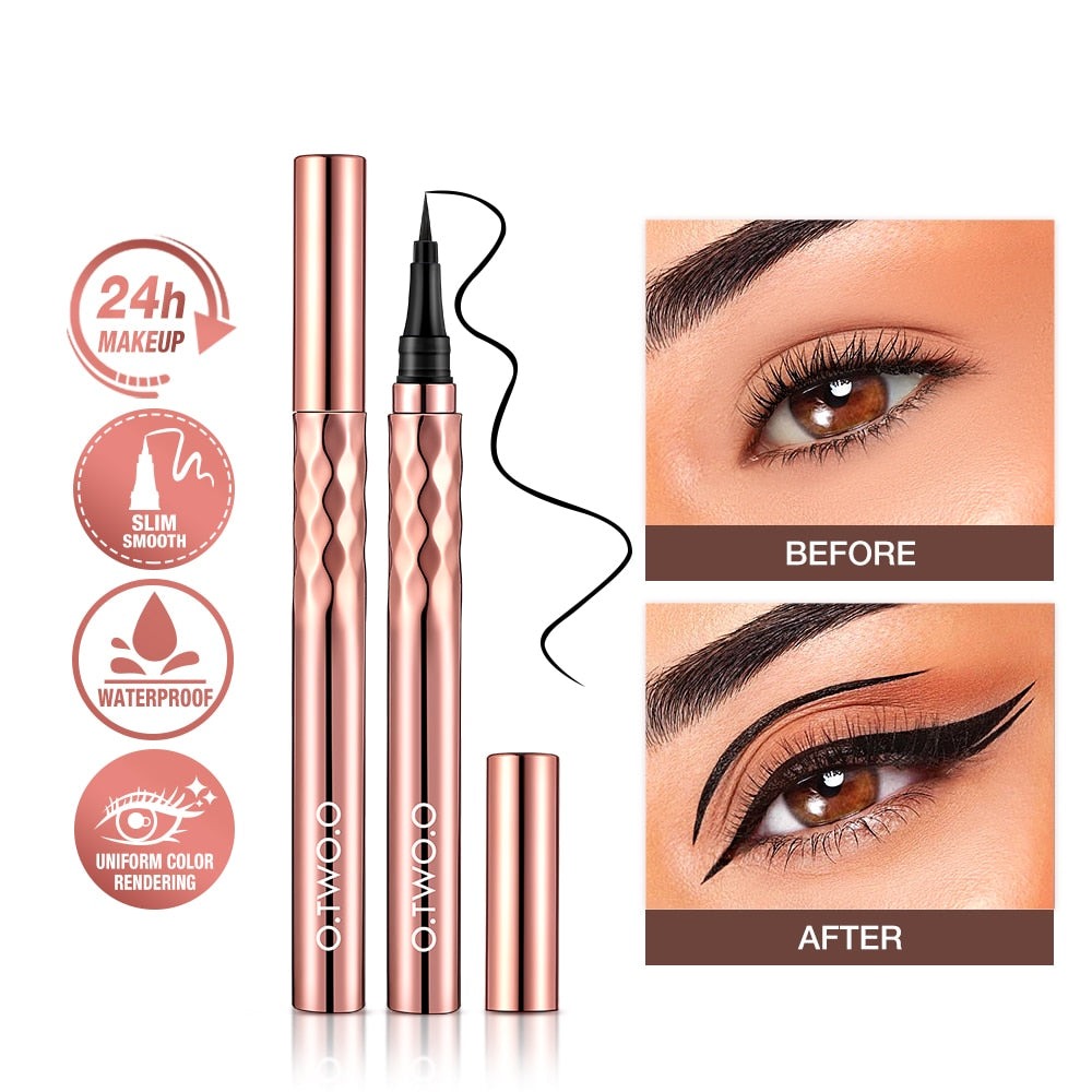 Eyeliner Pencil Liquid Eye Liner Waterproof Smudge Proof Quick Drying 12 Hour Wear Ultra Fine Black Eyeliner for Arrows