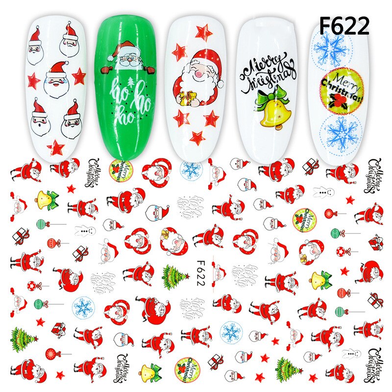 Merry Christmas Nail Art Sticker 3D Sliders Deer Santa Claus Decals New Year Nails Decorations Stickers For Manicure Accessories