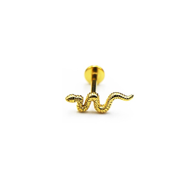 1pc 16G Stainlesss Steel Snake Labret Flat Back Studs Internal Thread Cartilage Earring Tragus Conch Tongue Women Lip Piercing Jewelry