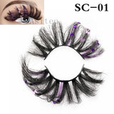 Asiteo Newest Colored False Lashes Rainbow Butterfly Glitter Diamond Sequins Eyelashes Princess 25MM Fluffy for Stage Halloween