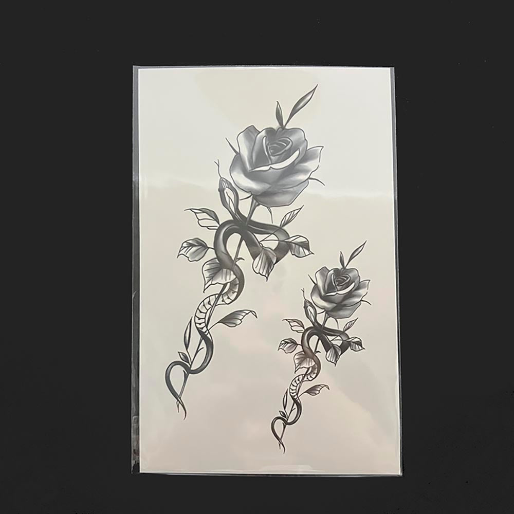 Waterproof Temporary Tattoo Sticker Rose Snake Design Body Art Fake Tattoo Flash Tattoo Chest Female Male