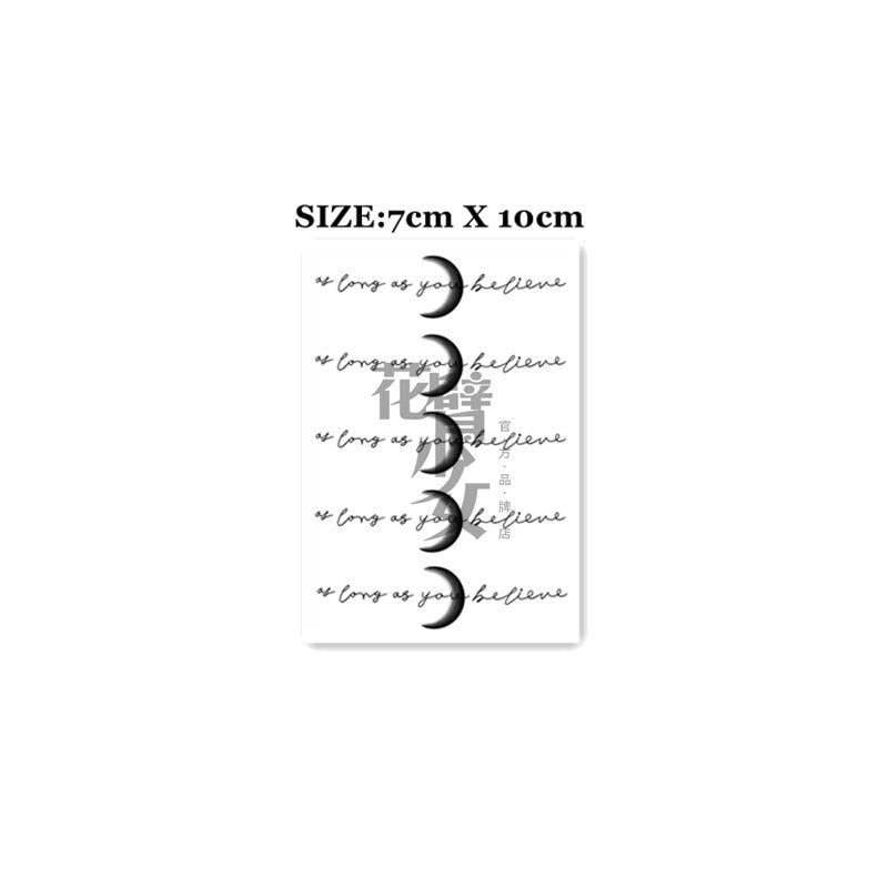 Waterproof Temporary Tattoo Sticker Black Gradient Crescent Design Body Art Fake Tattoo Flash Tattoo Arm Female Male