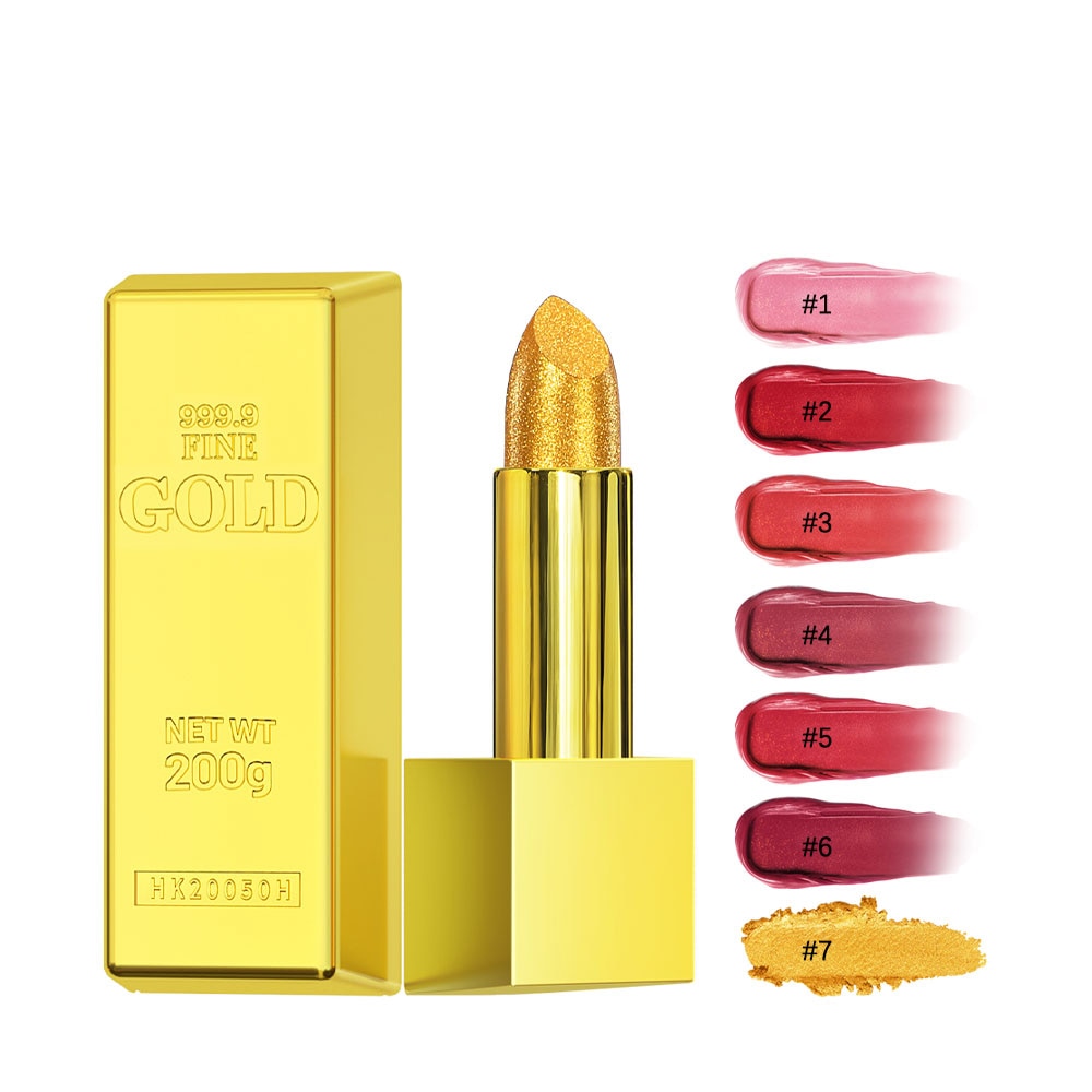 Glitter Gold Matte Lipstick Waterproof Long Lasting Diamonds Lipstick Non-stick Cup Pearl Red Pink Lip Tint Lips Makeup Cosmetic