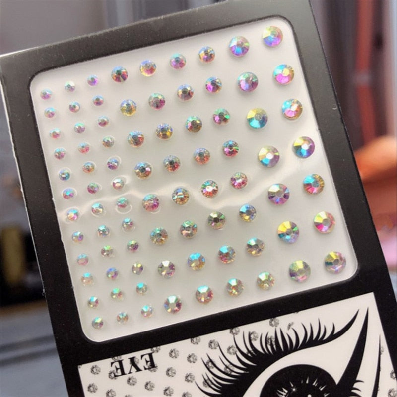 3D Pearl Crystal Face Jewels Fashion Women Tattoo Diamond Makeup Eyeliner Eyeshadow Sticker Halloween Makeup Eyes Sticker