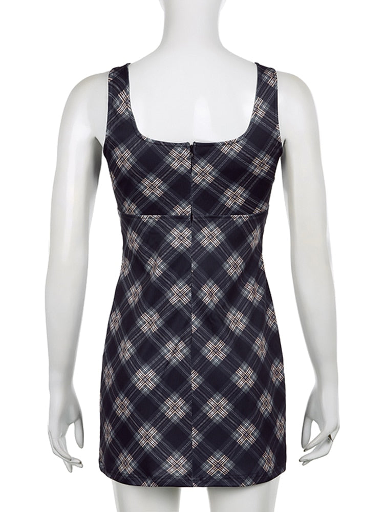 Y2K Plaid Tank Dress