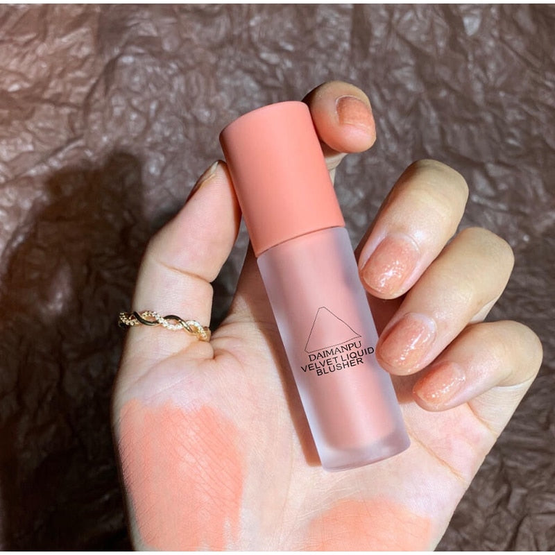 Cute Velvet Liquid Blush Matte Natural Cream Blusher Lasting Cheek Tint Orange Peach Blush Korean Makeup Maquillaje Wholesale