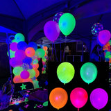 5pcs 12inch UV Neon Glow Latex Balloons Happy Birthday Fluorescent Luminous Helium Balloons Black Light Glow Party Supplies