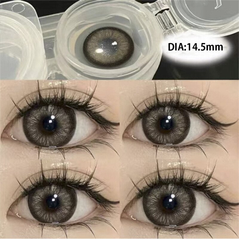 2pcs High Quality Colored Contact Lenses Myopia Brown Lens with Diopters Circle Eyes Makeup Lenses Yearly