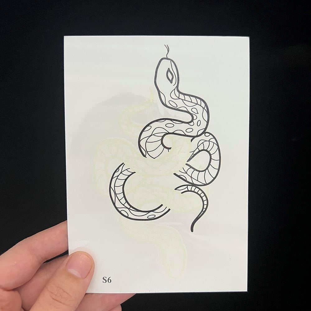 Black And White Snake Waterproof Tattoo Sticker Arm Female Male Fake Tattoo Line Python Body Art