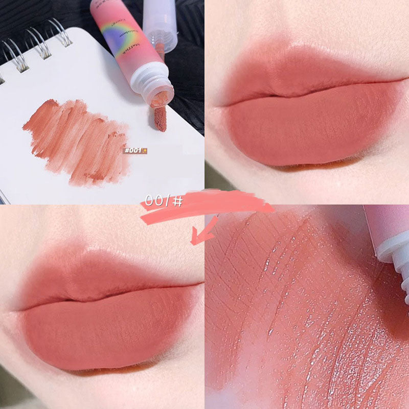 10 Colors Nude Matte Lip Gloss Rainbow Waterproof Long Lasting Lipsticks Women Red Lip Tint Velvet Lip Glaze Korean Cosmetics