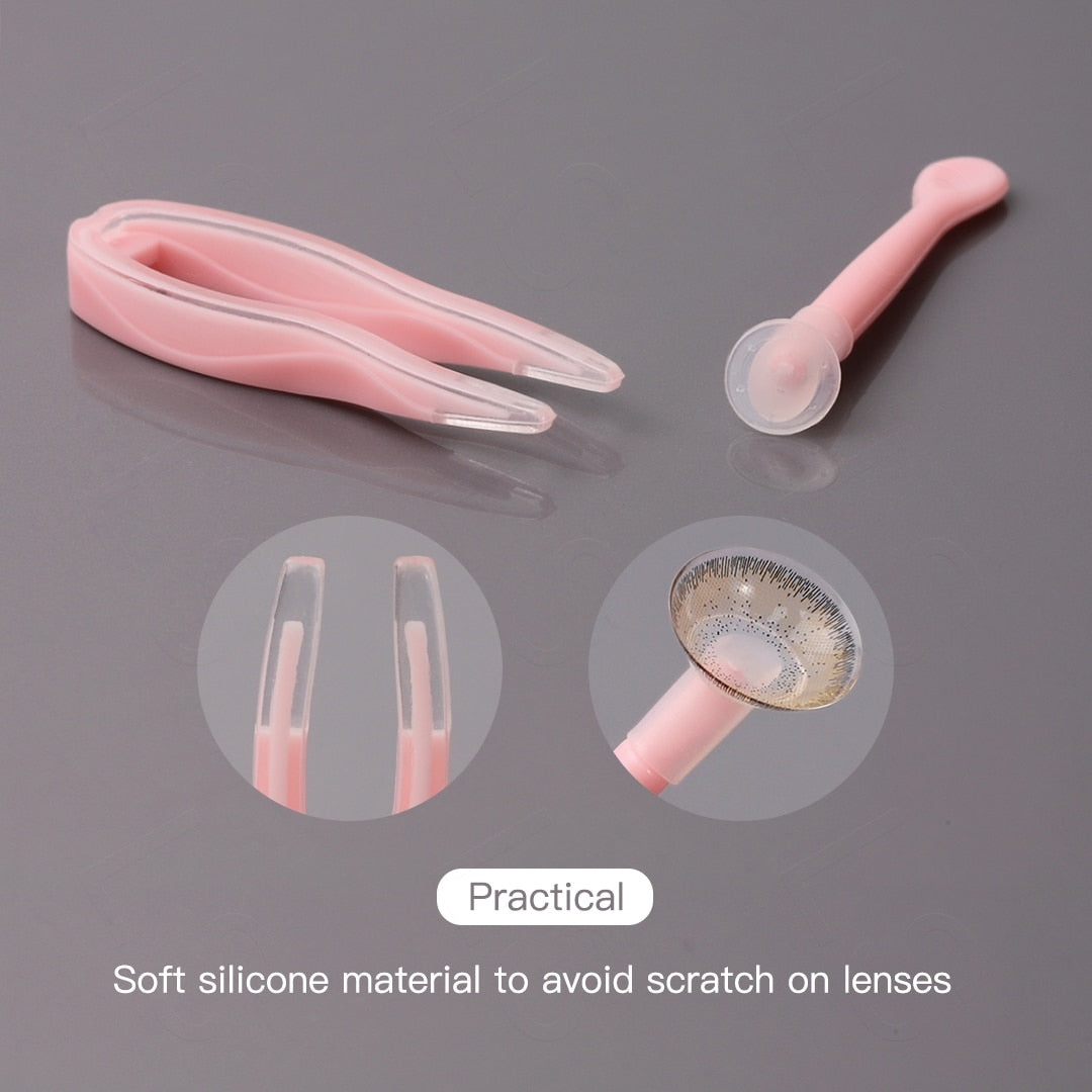 Halloween Colored Contact Lens Case Clip Stick Tweezers Combination Box Piece Clip Set Natural Color Lenses with Contacts Case