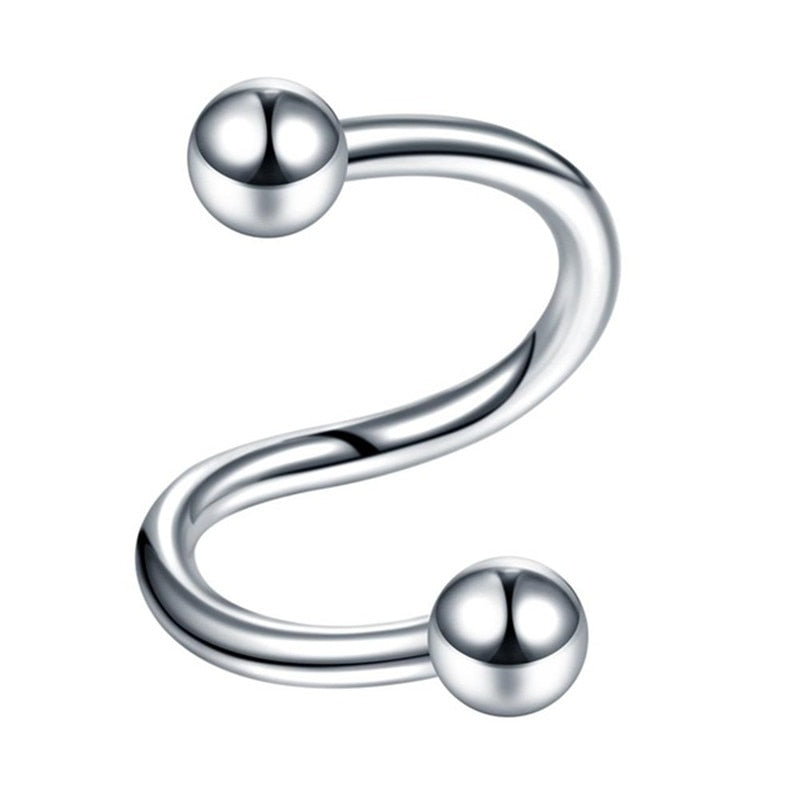 1pcs S Shape Nose Ring 16G Stainless Steel Bar Spiral Twister Tragus  Nose Piercing Helix Septum Piercing Body Piercing Jewelry