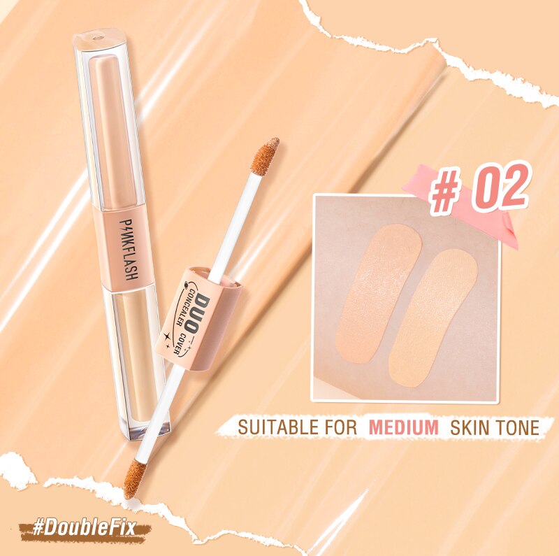 2 In 1 Dual-Shade Liquid Concealer Full Coverage Brighten Matte Lightweight Face Makeup Foundation Cream Cosmetic