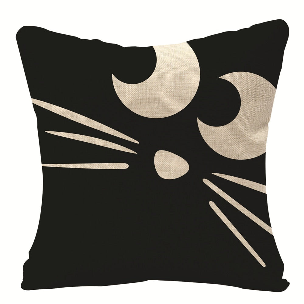 2022 New Linen Halloween Fall Cushion Cover 18Inch Trick or Treat Farmhouse Cat Witch Home Throw Pillow Covers for Couch Decor