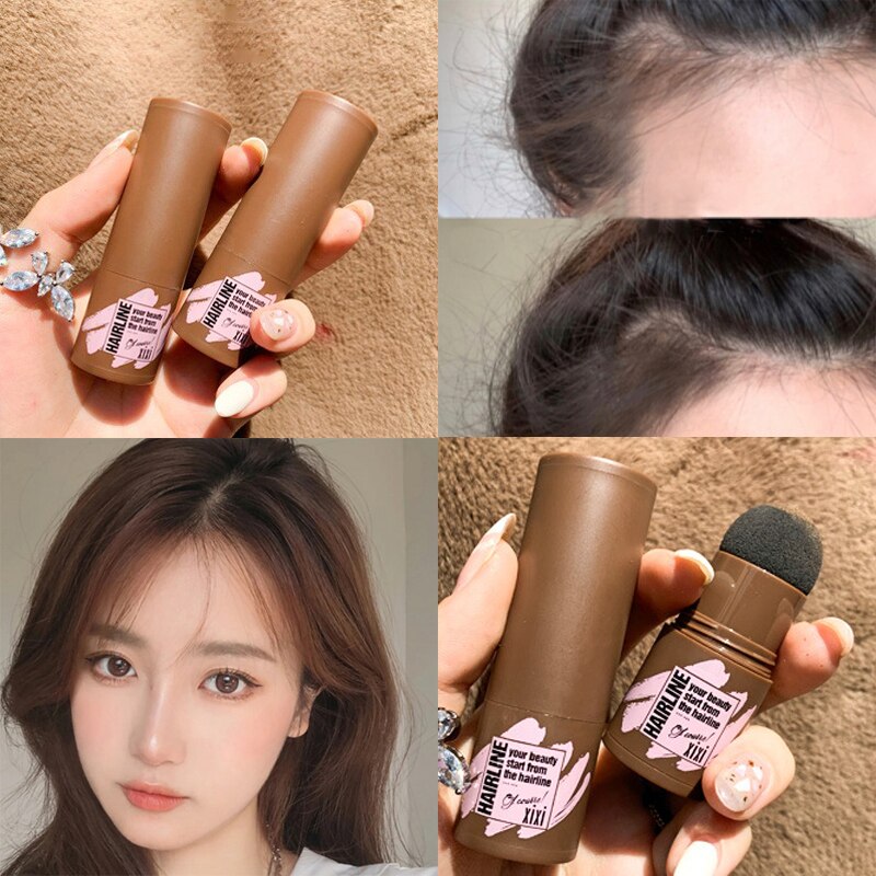 Black Brown Hair Shadow Stick Hairline Contour Powder Natural Instantly Cover Hair Root Edge Shadow Eyebrow Filling Powder 1PCS