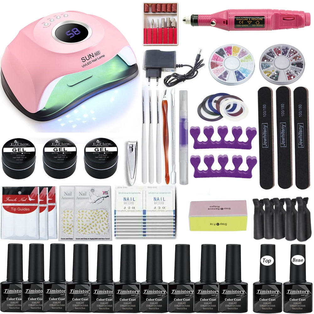 150W Nail Lamp Gift Set With 30 Colors Nail Gel Polish Manicure Set Acrylic Nail Kit With High Quality 20/12W Nail Drill Machine