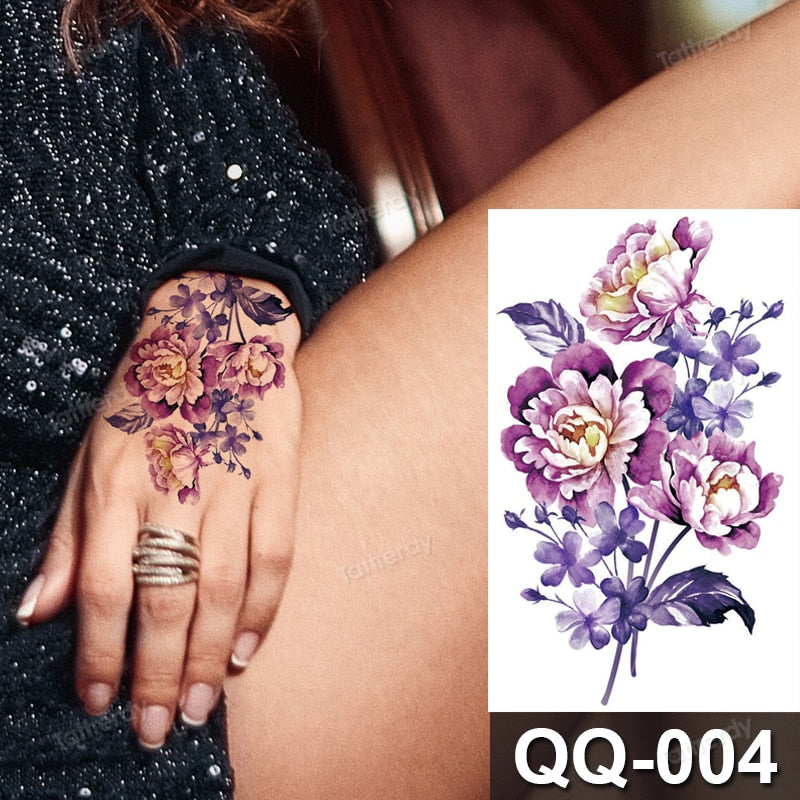 Small Plant Tattoo Sticker Flowers Purple Lavender Daisy Lovely Hand Finger Tattoos Waterproof Sleeve Body Art Temporary Tattoo