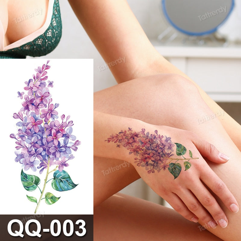 Small Plant Tattoo Sticker Flowers Purple Lavender Daisy Lovely Hand Finger Tattoos Waterproof Sleeve Body Art Temporary Tattoo