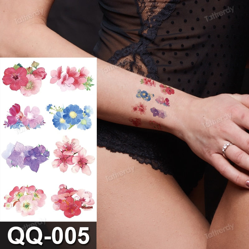 Small Plant Tattoo Sticker Flowers Purple Lavender Daisy Lovely Hand Finger Tattoos Waterproof Sleeve Body Art Temporary Tattoo