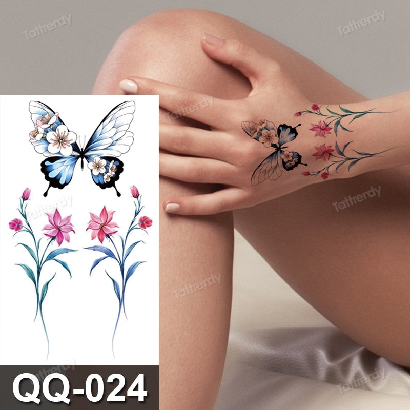 Small Plant Tattoo Sticker Flowers Purple Lavender Daisy Lovely Hand Finger Tattoos Waterproof Sleeve Body Art Temporary Tattoo