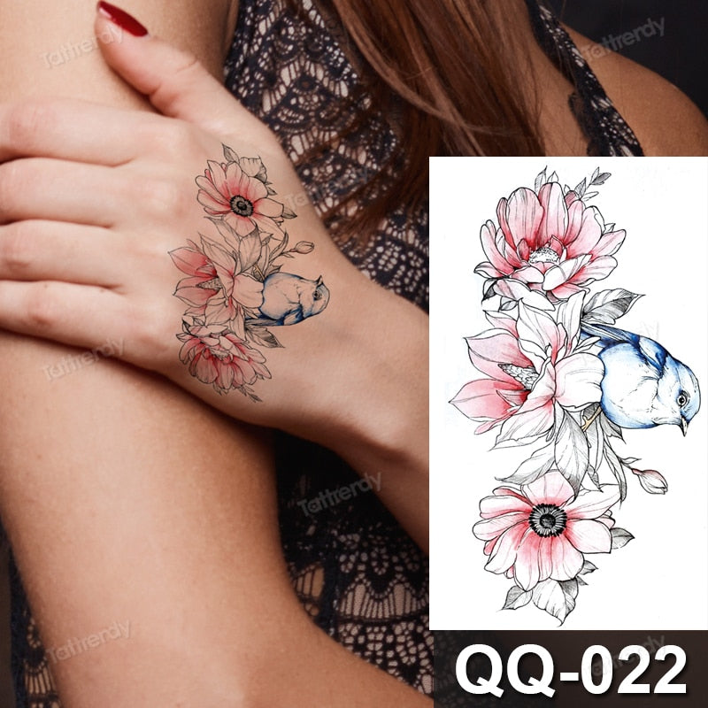 Small Plant Tattoo Sticker Flowers Purple Lavender Daisy Lovely Hand Finger Tattoos Waterproof Sleeve Body Art Temporary Tattoo