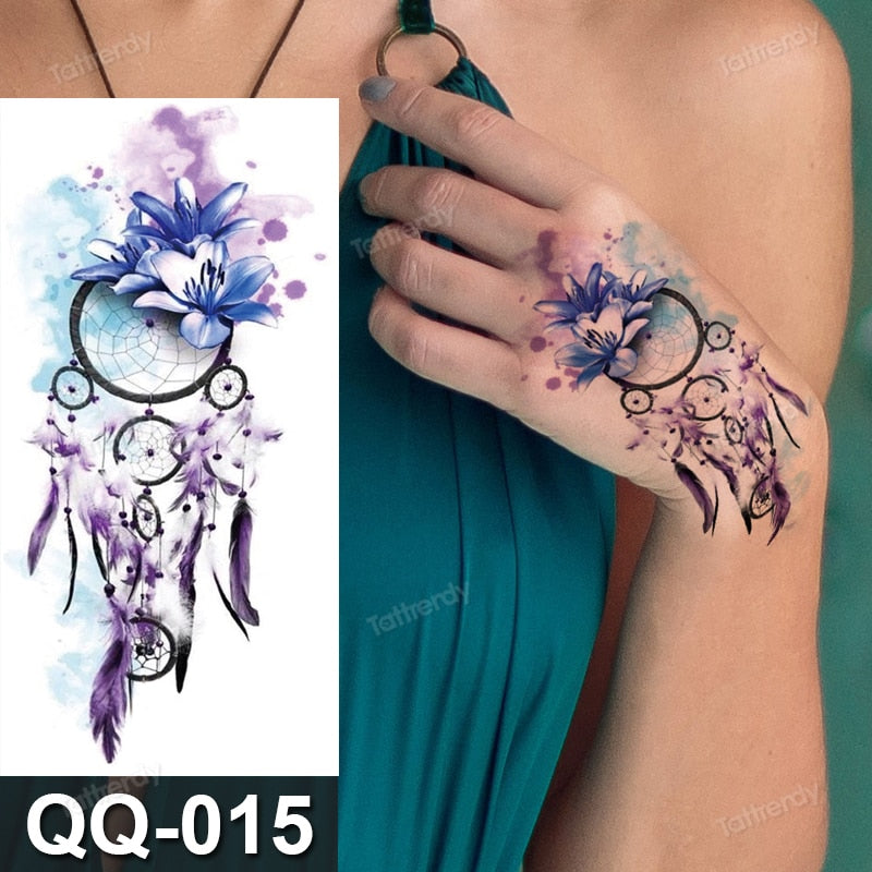 Small Plant Tattoo Sticker Flowers Purple Lavender Daisy Lovely Hand Finger Tattoos Waterproof Sleeve Body Art Temporary Tattoo